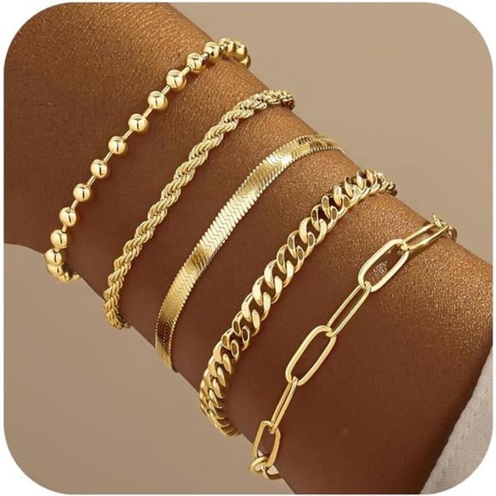 Women's Gold Bracelets Dainty Bracelets Set